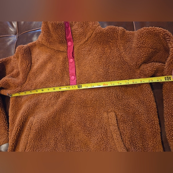 J.Crew Brown Fleece Pullover with Pink Accents Large - Picture 7 of 8